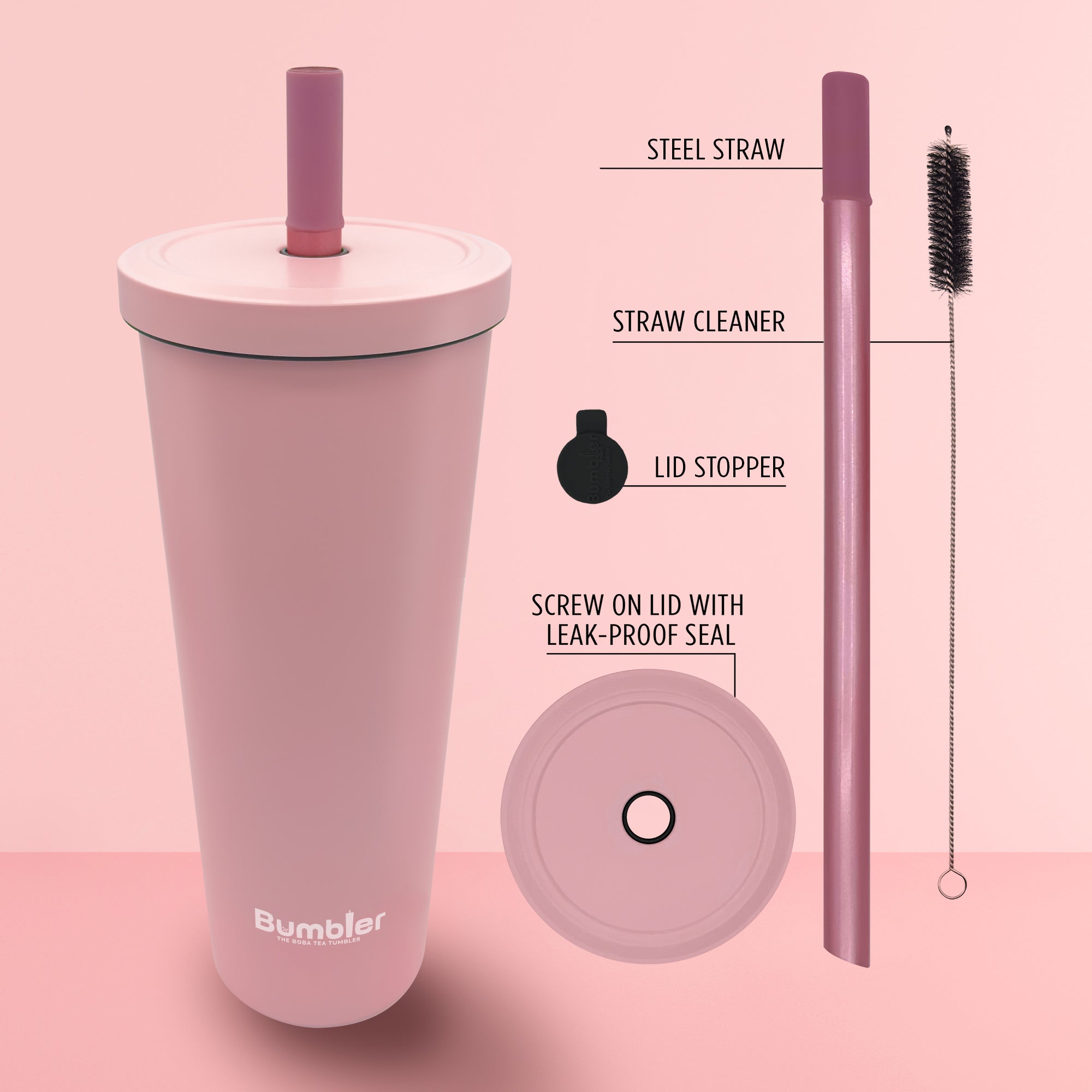 Blush Stainless Steel Bumbler The Boba Tea Tumbler Bumbler